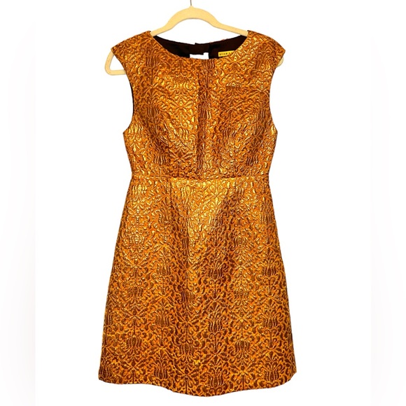 ALICE + OLIVIA Beth Metallic Gold Open Back A-Line Cocktail Mobwife Dres… - Picture 5 of 11